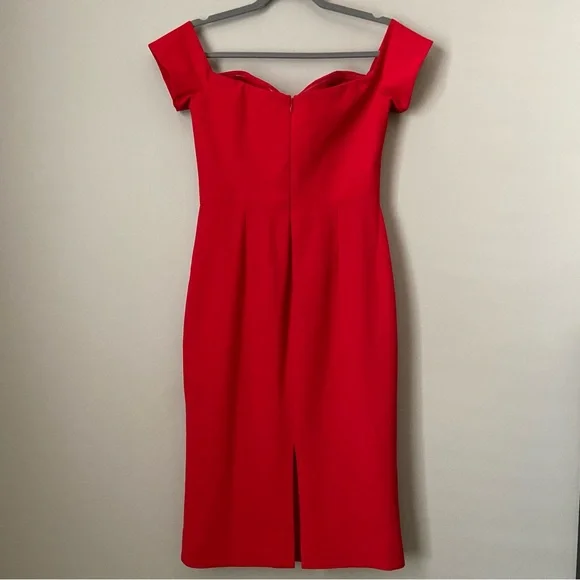 DRESS THE POPULATION Off Shoulder Cocktail Dress Red Size M - Picture 3 of 13